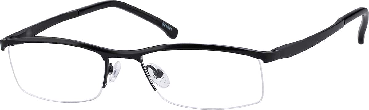 Angle view of Titanium Rectangle Glasses 521621 in Black