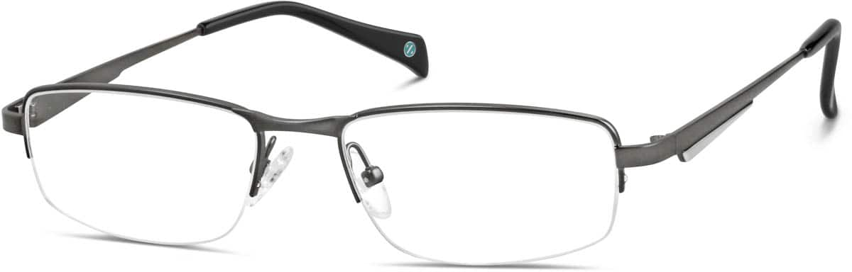 Angle view of Titanium Rectangle Glasses 524912 in Gray