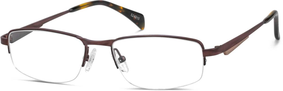 Angle view of Titanium Rectangle Glasses 524915 in Brown