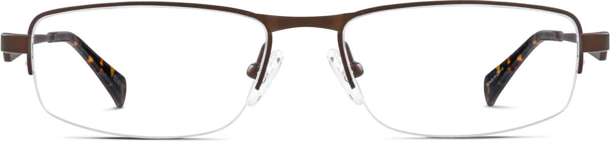 Front view of Titanium Rectangle Glasses 524915 in Brown