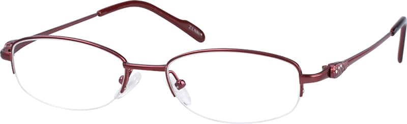 Angle view of Titanium Oval Glasses 525118 in Red