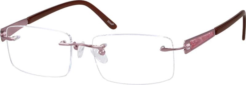 Angle view of Titanium Rimless Glasses 525219 in Pink