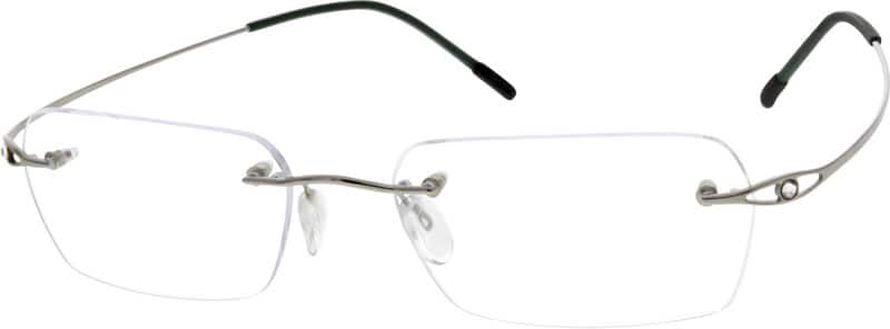 Angle view of Titanium Rimless Glasses 525311 in Silver