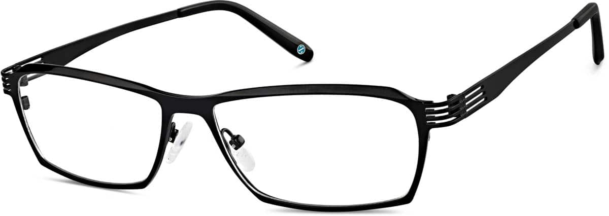 Angle view of Titanium Rectangle Glasses 525721 in Black