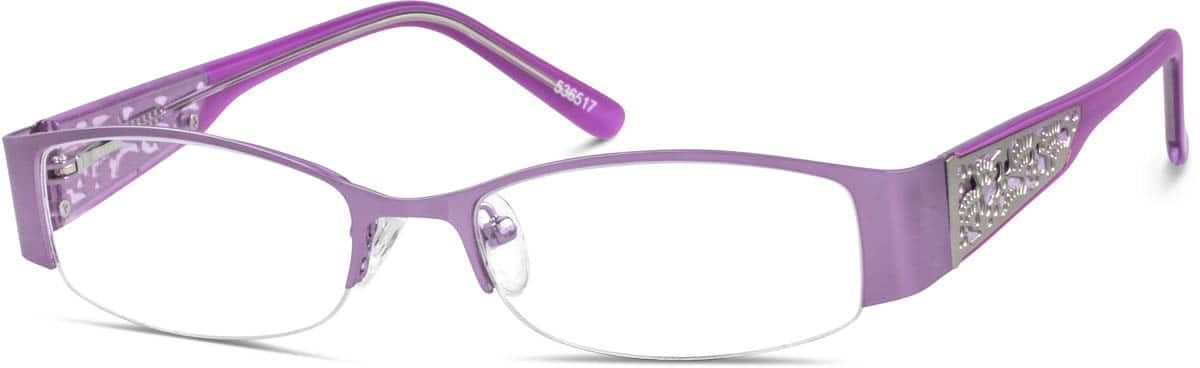 Angle view of Rectangle Glasses 536517 in Purple