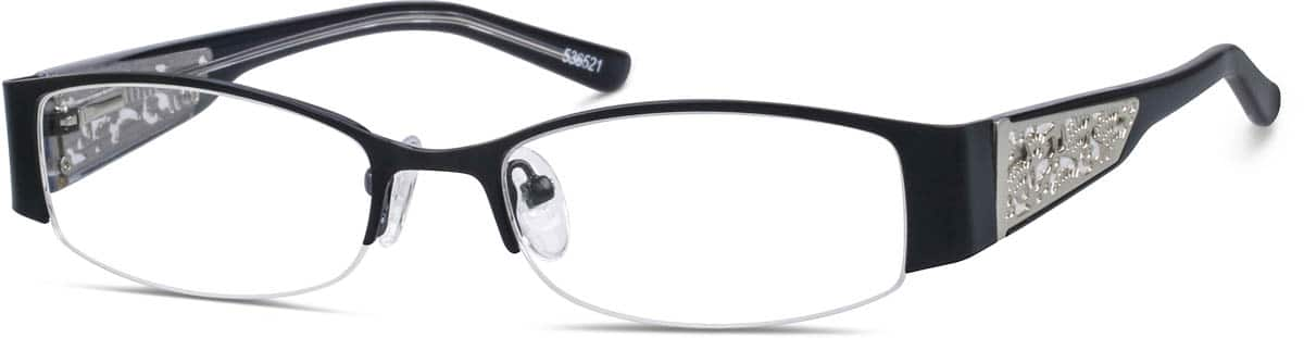 Angle view of Rectangle Glasses 536521 in Black