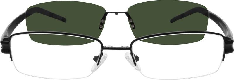 Angle view of Stainless Steel Half-Rim Frame with Polarized Magnetic Snap-on Sunlens and Flexible Plastic Temples 540021 in Black