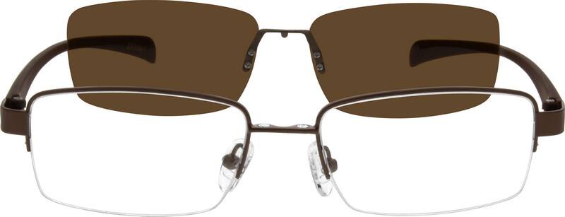 Brown Stainless Steel Half Rim Frame With Polarized Magnetic Snap On Sunlens And Flexible 3800