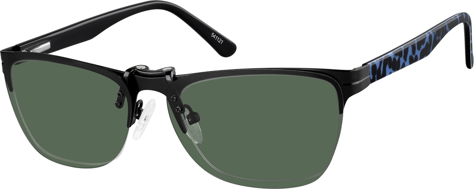 Zenni Rectangle Glasses Half-Rim W/ Snap-On Sunlens Black Plastic Frame