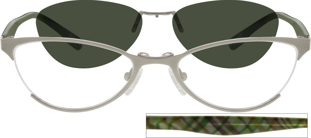 Angle view of Stainless Steel Half-Rim Frame with Polarized Magnetic Snap-on Sunlens 541311 in Silver