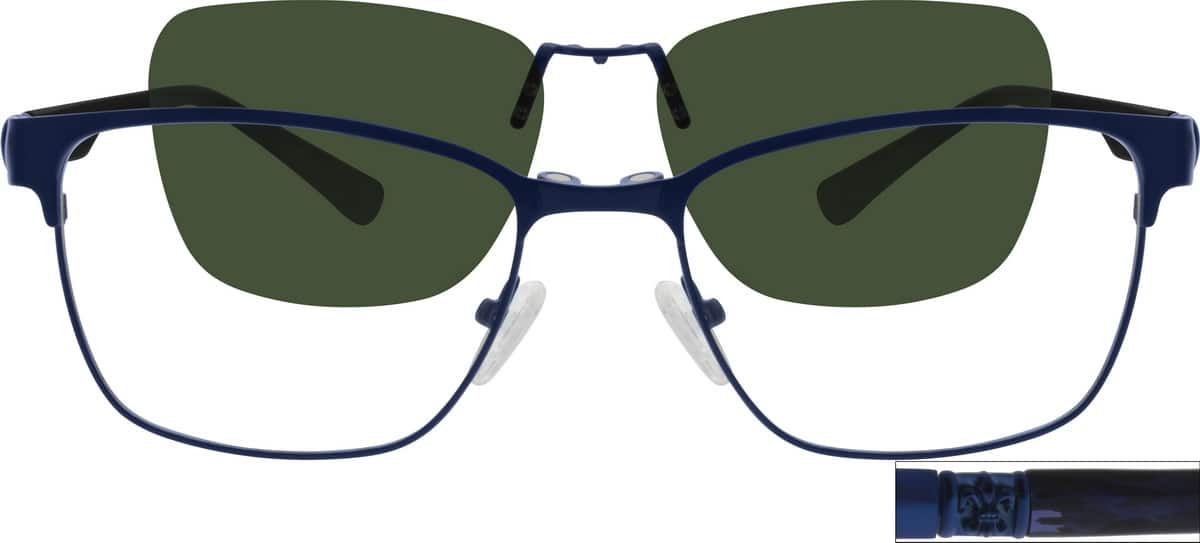 Frame Color:blue Blue Stainless Steel Full-Rim Frame with Polarized Magnetic Snap-on ...