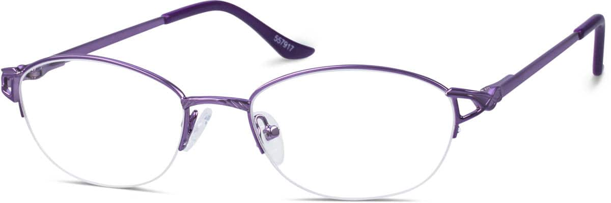 Angle view of Oval Glasses 557917 in Purple