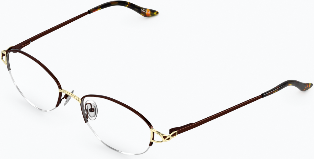 Angle view of Oval Glasses 557918 in Brown thumbnail