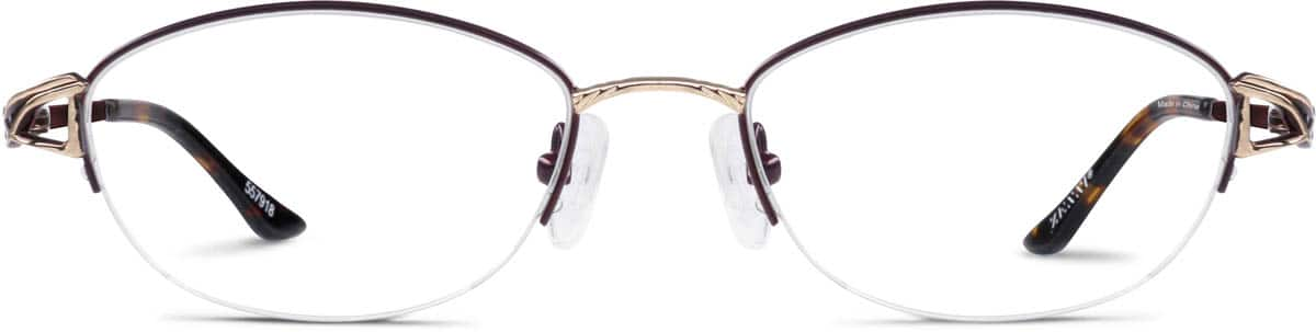 Front view of Oval Glasses 557918 in Brown