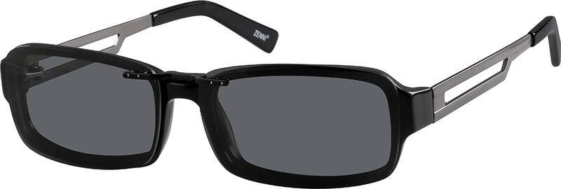 Angle view of Acetate Full-Rim Frame with Polarized Magnetic Snap-on Sunlens and  Designer Stainless Steel Temples 560021 in Black