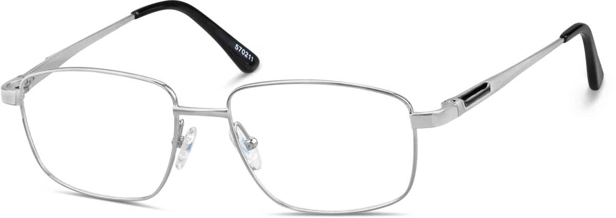 Angle view of Titanium Rectangle Glasses 570211 in Silver