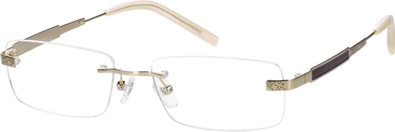 Angle view of Titanium Rimless Glasses 572614 in Gold