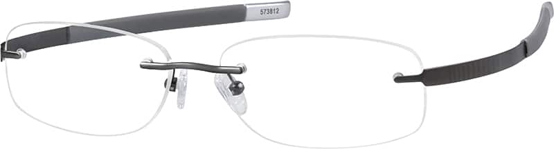 Angle view of Titanium Rimless Glasses 573812 in Gray