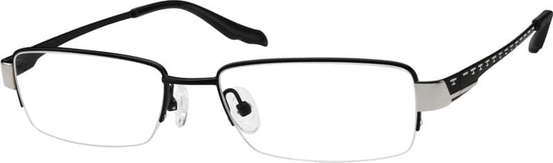 Angle view of Titanium Rectangle Glasses 575721 in Black