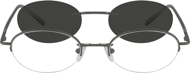Gray Metal Alloy Spring Hinge Half Rim Frame with Polarized Magnetic ...