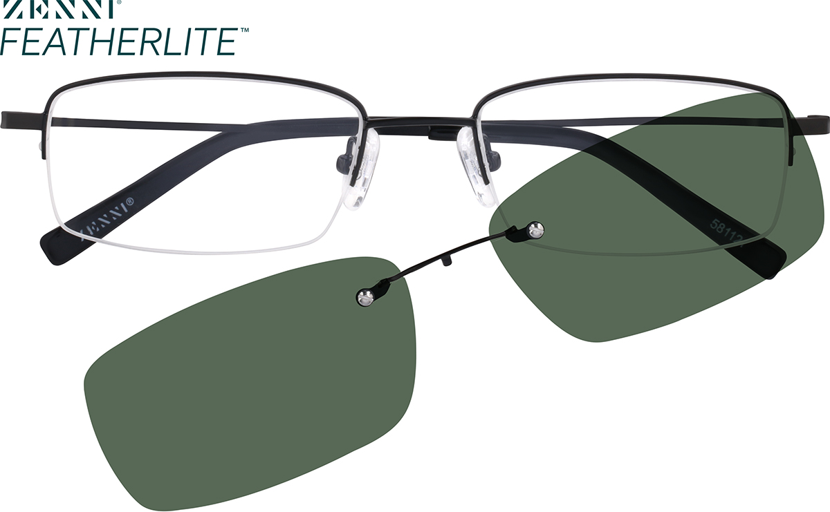 Black Polarized Rectangle Magnetic Clip-on Glasses