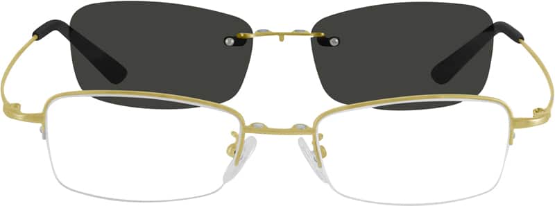 Angle view of Half Rim Stainless Steel with Polarized Magnetic Snap-on Sunlens 582514 in Gold