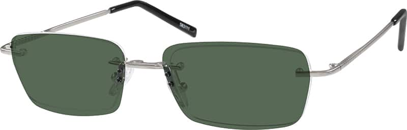 Angle view of Stainless Steel Rimless Frame with Polarized Magnetic Snap-on Sunlens 583111 in Silver