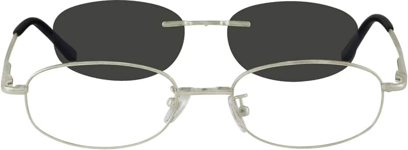 Angle view of Metal Alloy Spring Hinge Frame with Polarized Magnetic Snap-on Sunlens 583311 in Silver