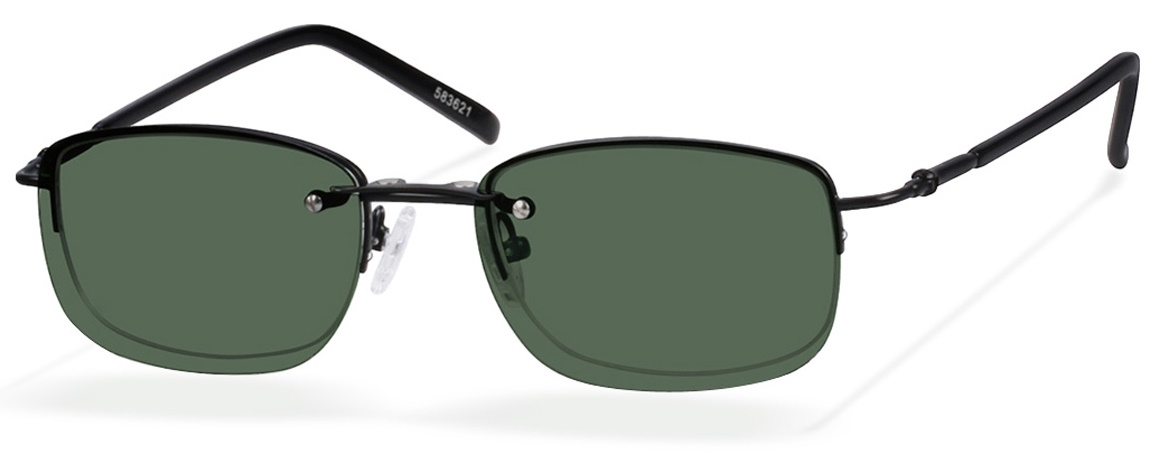 Zenni Men's Rectangle Prescription Glasses Half-Rim W/ Snap-On Sunlens Black Stainless Steel Frame