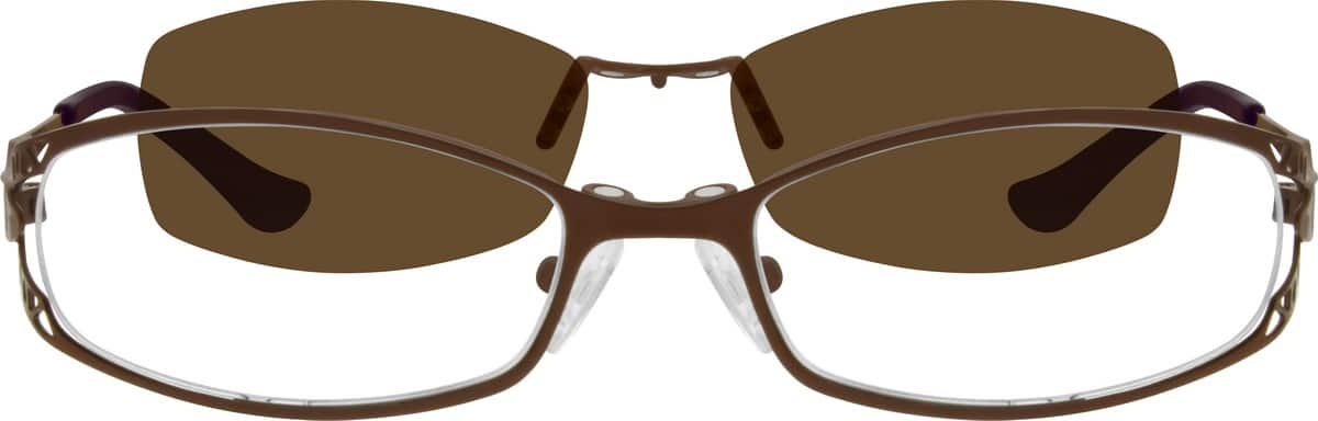 Angle view of Stainless Steel Full-Rim Frame with Polarized Magnetic Snap-on Sunlens 584815 in Brown