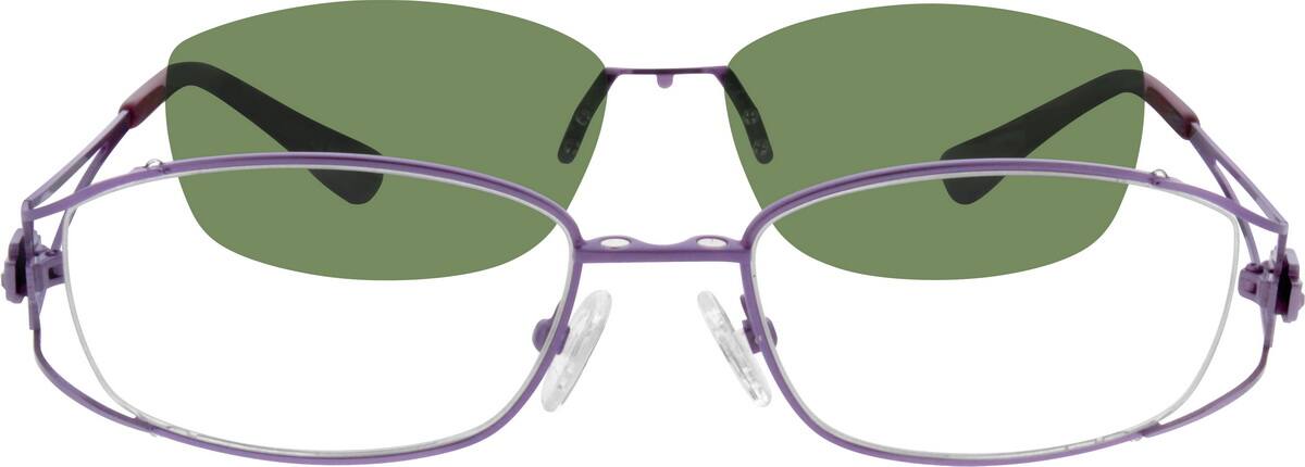 Purple Stainless Steel Half Rim Frame With Polarized Magnetic Snap On Sunlens 585017 Zenni