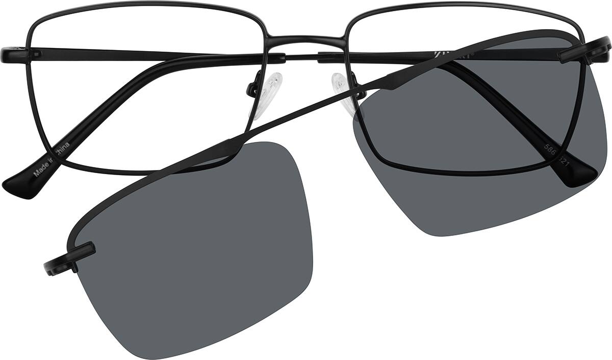 ねこめめ  Black Round Magnetic Snap-On Set #5860721 | Zenni Optical