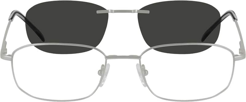 Angle view of Metal Alloy Spring Hinge Full-Rim Frame with Polarized Magnetic Snap-on Sunlens 586611 in Silver