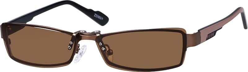 Angle view of Stainless Steel Full-Rim Frame with Polarized Magnetic Snap-on Sunlens and  Designer Acetate Temples 587515 in Brown