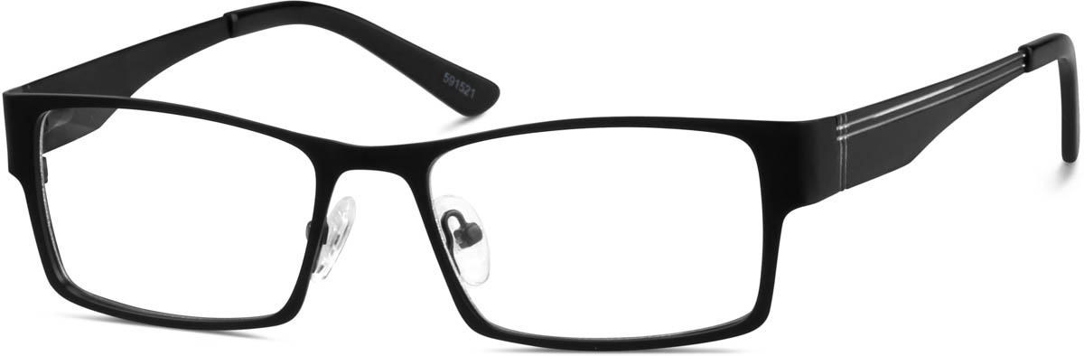 Zenni Men's Rectangle Prescription Glasses Black Stainless Steel Full Rim Frame