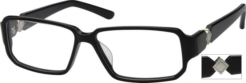 Angle view of Rectangle Glasses 602121 in Black
