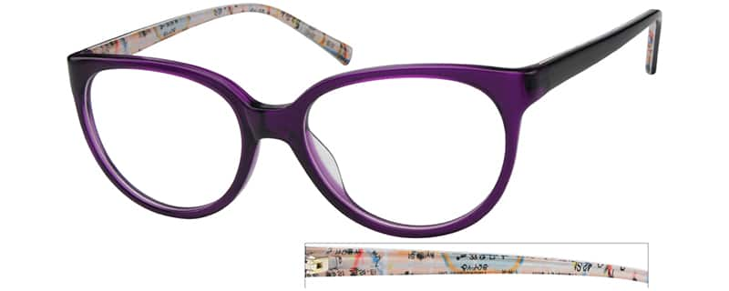 Angle view of Oval Glasses 605017 in Purple