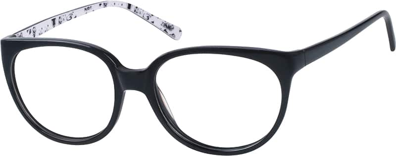 Angle view of Oval Glasses 605021 in Black