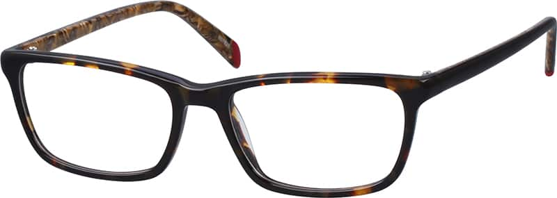 Angle view of Rectangle Glasses 607825 in Tortoiseshell