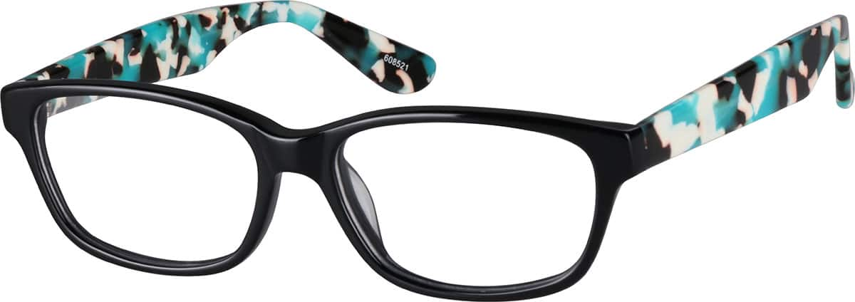 Angle view of Rectangle Glasses 608521 in Black