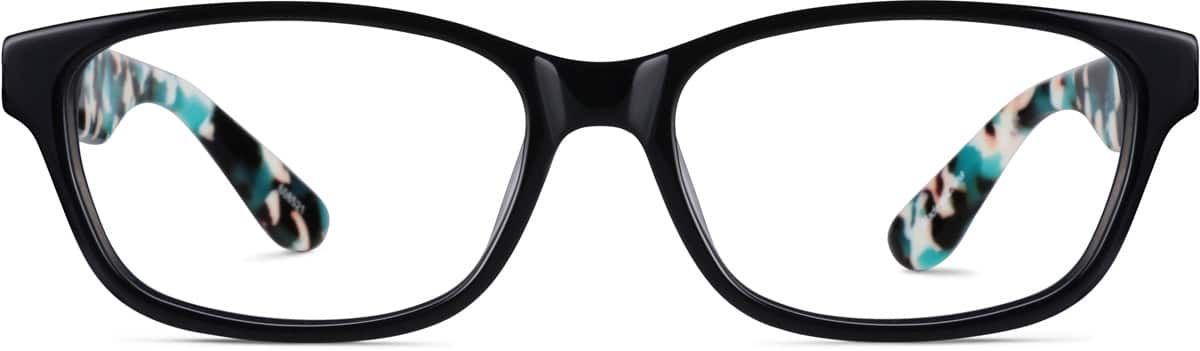 Front view of Rectangle Glasses 608521 in Black