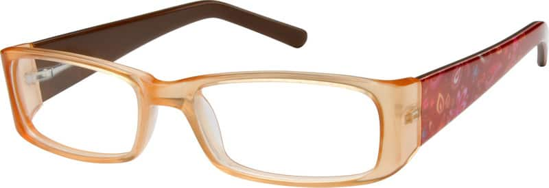 Angle view of Rectangle Glasses 608722 in Orange