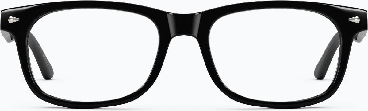 Front view of Rectangle Glasses 612921 in Black thumbnail
