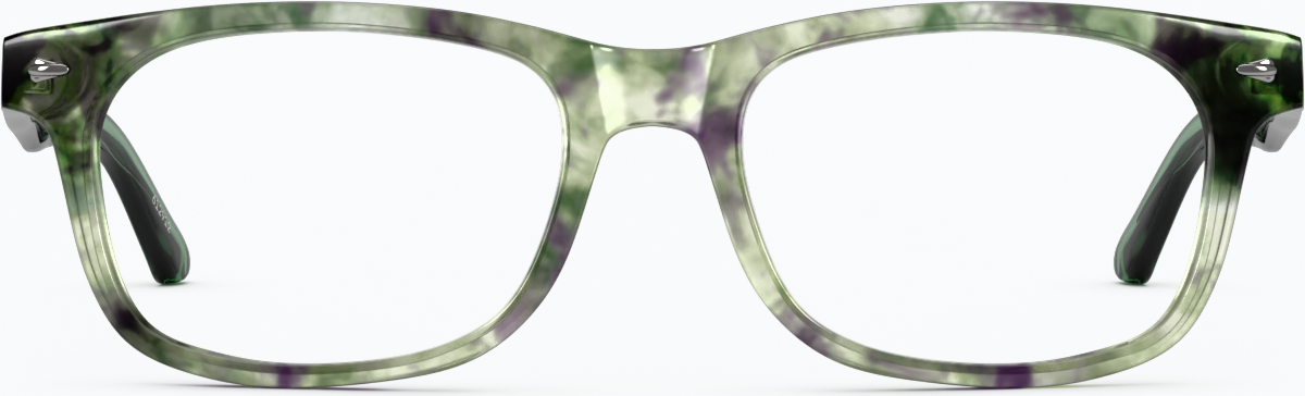 Front view of Rectangle Glasses 612924 in Green Tortoisehell thumbnail