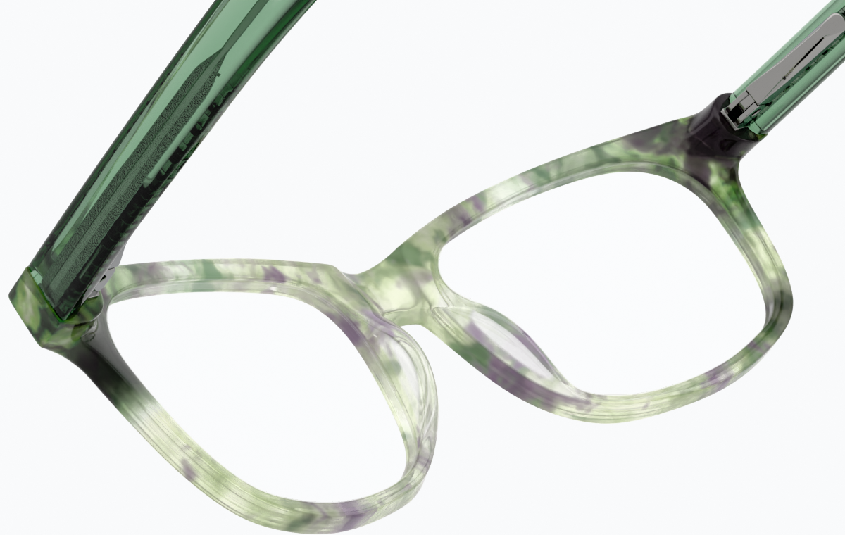 See-through view of Rectangle Glasses 612924 in Green Tortoisehell thumbnail