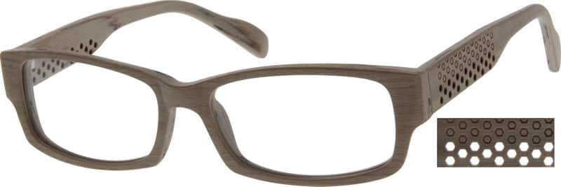 Angle view of Rectangle Glasses 623812 in Wood Texture