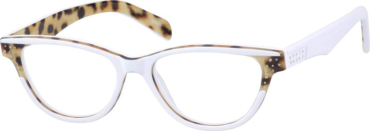 Angle view of Oval Glasses 629630 in White