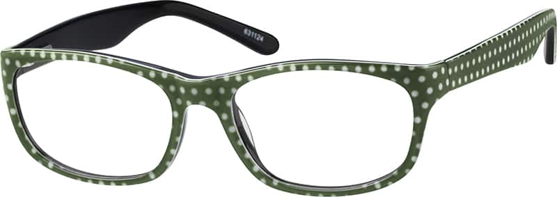 black and white polka dot glasses