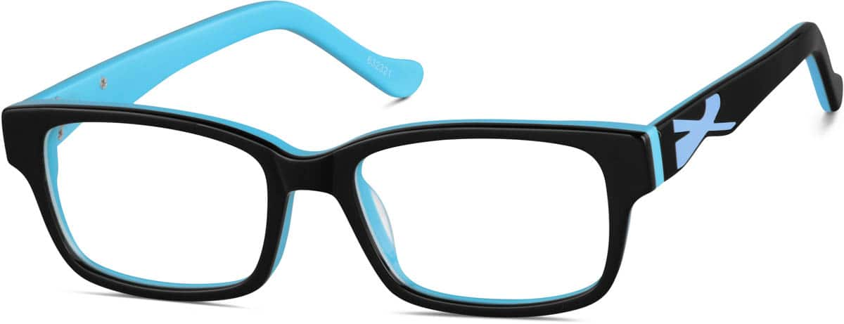 Angle view of Kids’ Square Glasses 632321 in Black