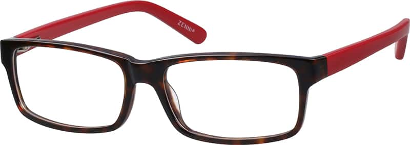 Angle view of Rectangle Glasses 633425 in Red